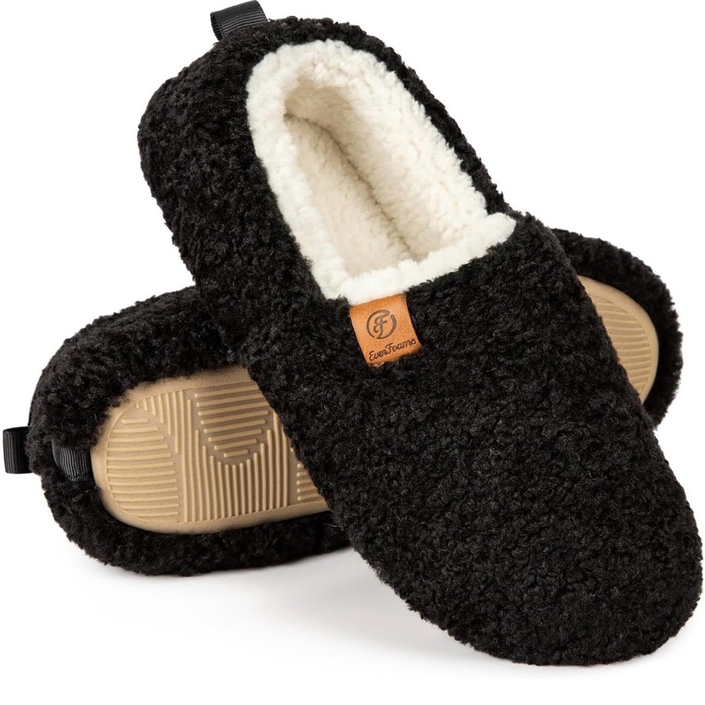 Women’s Soft Curly Full Slippers Memory Foam Lightweight House Shoes